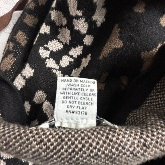 Carmen Marc Valvo Womens Wool Blend Peplum Sweater Medium Brown White Abstract - Picture 4 of 7